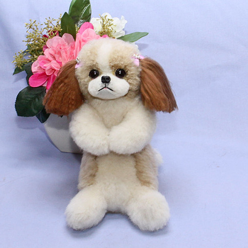 抱き型シーズー(中) 犬ぬいぐるみ ぬいぐるみ置物 リアルファーの