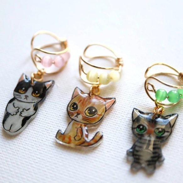 オーダーをお受けいたします お家の猫ちゃんのイヤーカフ イヤーカフ 