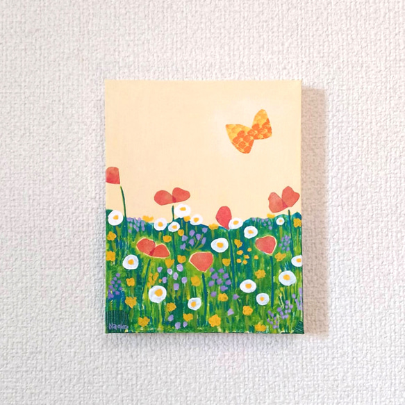 原画 絵画『ちょうちょのさんぽ』アクリル絵 キャンバスサイズF0