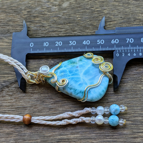 ☆大きめ☆ラリマー・ブルーペクトライト☆ワイヤーネックレス 148 