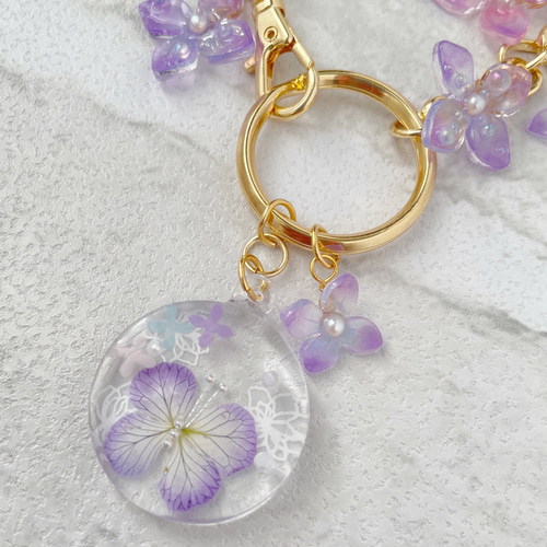 花】紫陽花/蝶/あじさい/アジサイ/押し花/野菜/バッグチャーム