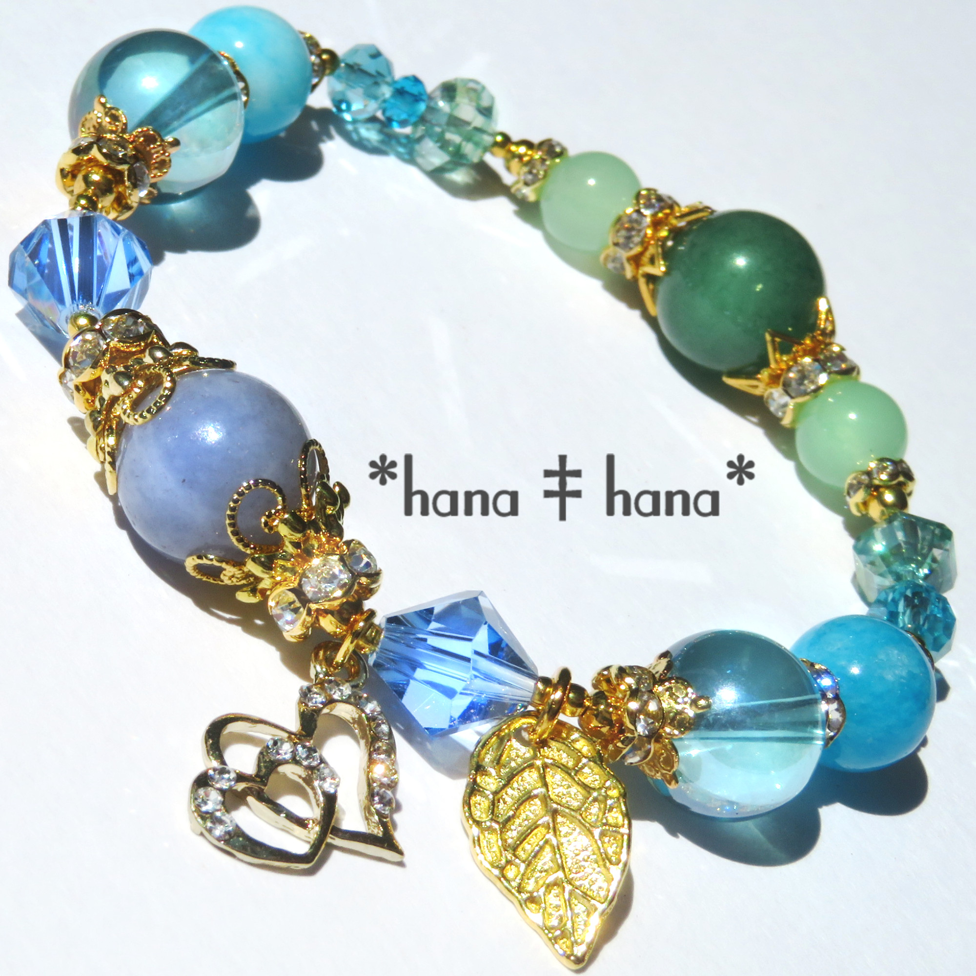 アクアマリン**‡紫陽花グラデーション**‡天然石ブレスレット2148 Ω