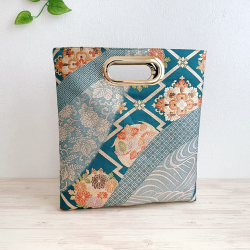 絹の帯から2wayクラッチバッグ 唐織古渡錦文柄 帯リメイク329 クラッチ