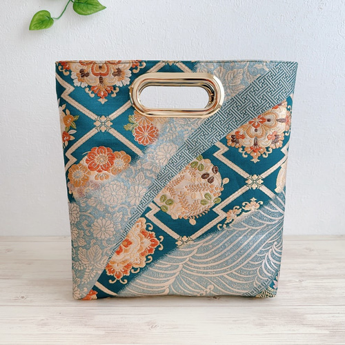 絹の帯から2wayクラッチバッグ 唐織古渡錦文柄 帯リメイク329 クラッチ