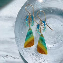 14kgf】天然石＊ブルーオパライズドウッド_ピアス(イヤリング)_a