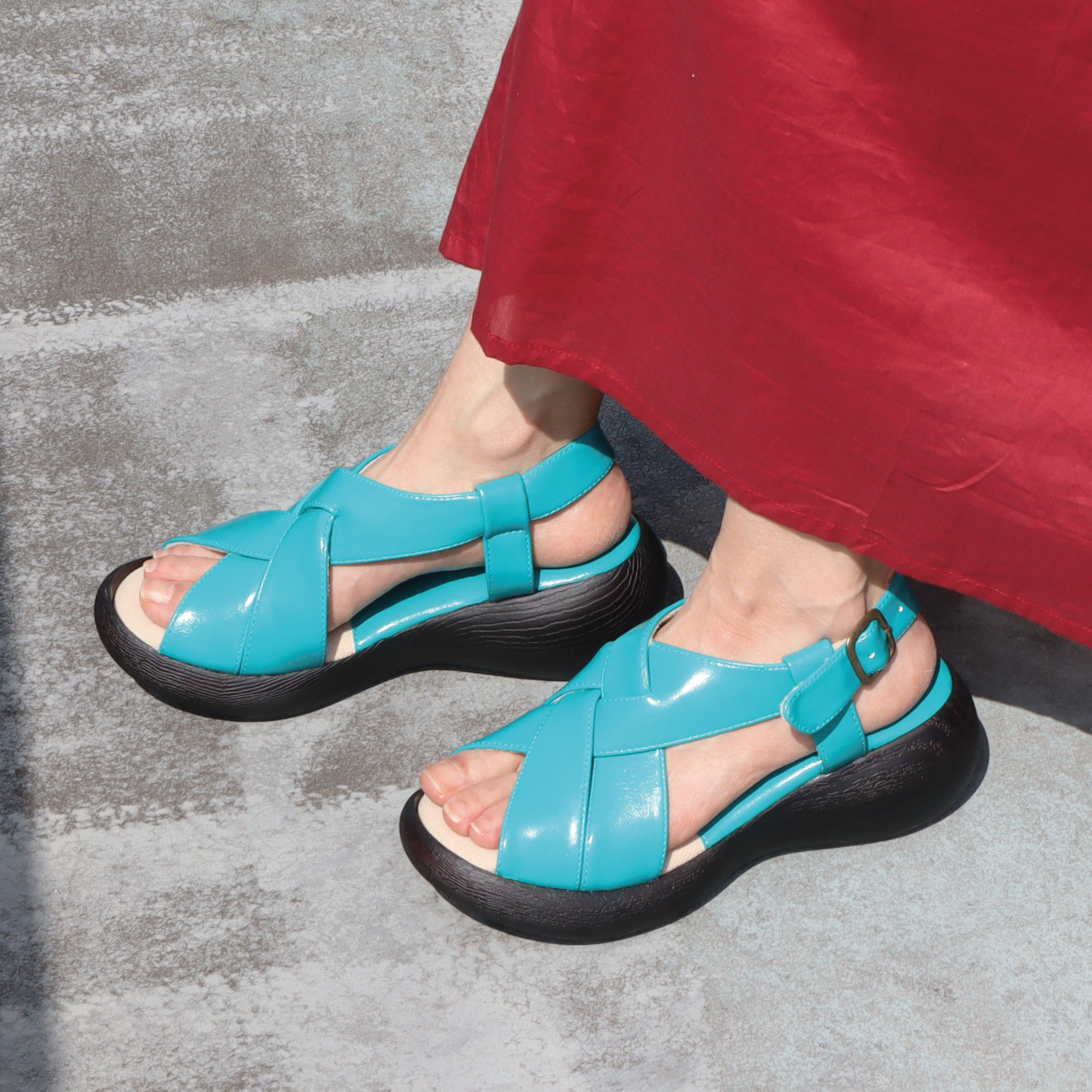 クロッシングサンダル|厚底サンダル 甲高 幅広 レディース Nuts world 72442