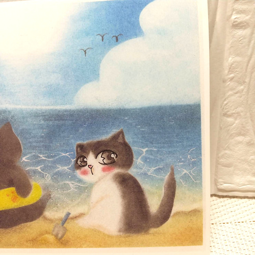 ねこの絵ポスター 癒し 猫のイラスト ネコ 冬 ヒーリング