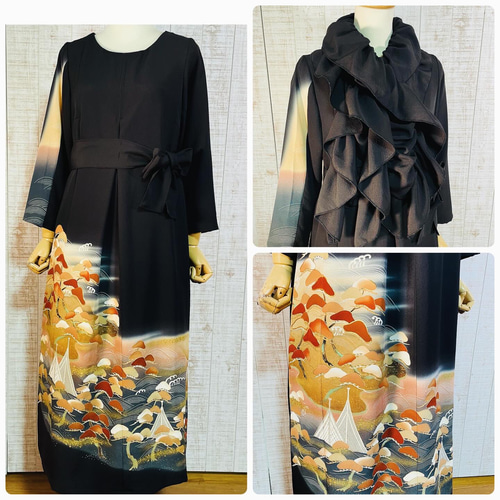 留袖ワンピース 3L/115 作家物/手描き 正絹 Y作 【公式通販】