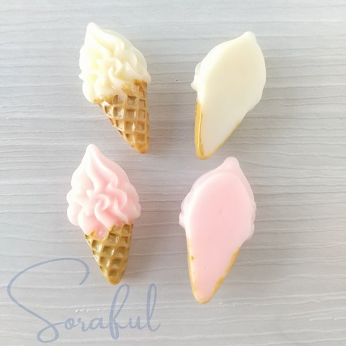 5個】ストロベリー&バニラソフトクリーム アイスクリーム【デコパーツ