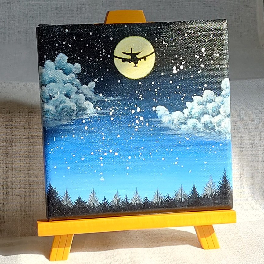ミニ絵画「夜間飛行Ⅰ」 Ω 
