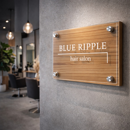オーダーメイド 木製×アクリル看板 天然杉 レーザー彫刻 店舗サイン