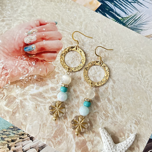 ゴールドフープ ビーズ ピアス ピアス（その他） LeaNaia 通販｜Creema 