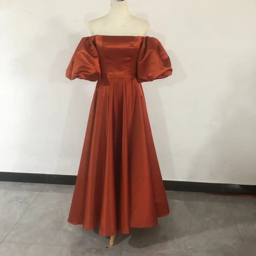 高品質！パーティードレス 前撮り結婚式 2次会 オレンジ ビスチェ  