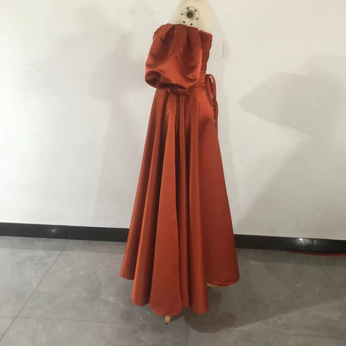 高品質！パーティードレス 前撮り結婚式 2次会 オレンジ ビスチェ  