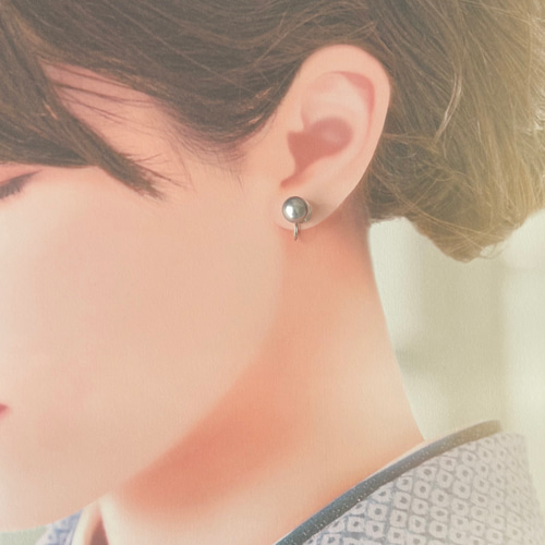 痛くない】シルバーグレー真珠 フォーマルパールイヤリング イヤリング