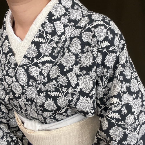 忘れな草 ブランド浴衣生地 更紗柄