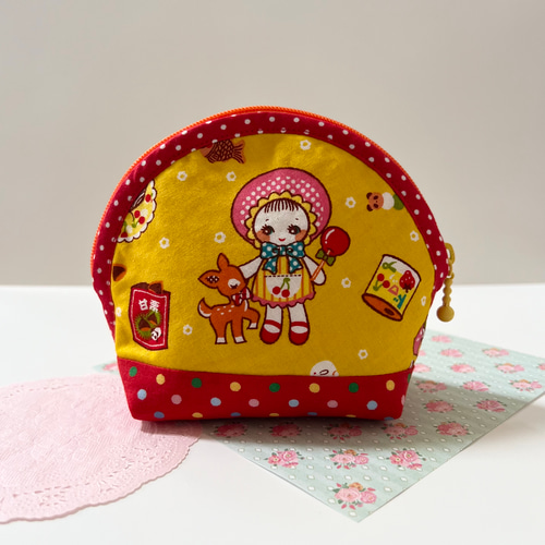☆397☆文化人形はなちゃん〈生成〉マチありポーチ☆ハンドメイド 