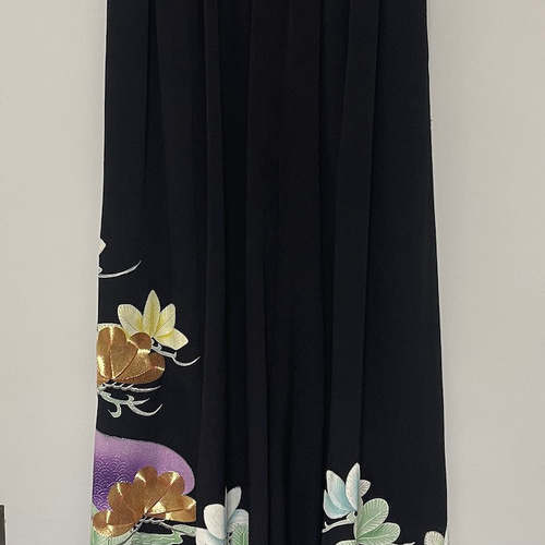 着物リメイク 1点もの【ヴィンテージ着物】ワイドパンツ【正絹黒