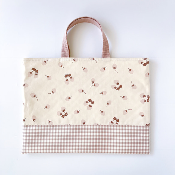 さくらんぼくすみピンクレッスンバッグ花柄上履き袋てさげ入園入学