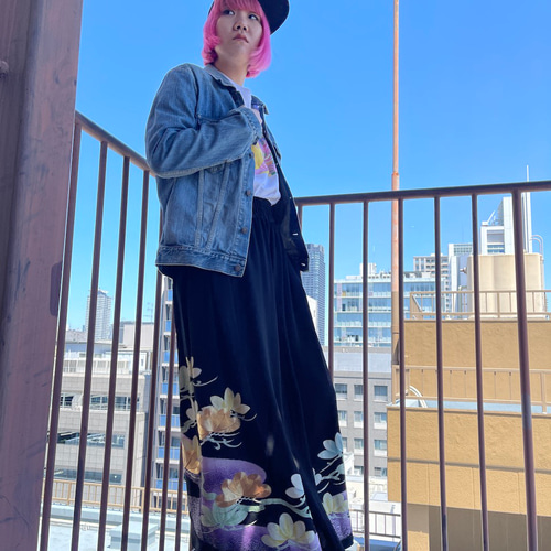 着物リメイク ヴィンテージデニムジャケット 鷹の着物 1点もの Gジャン