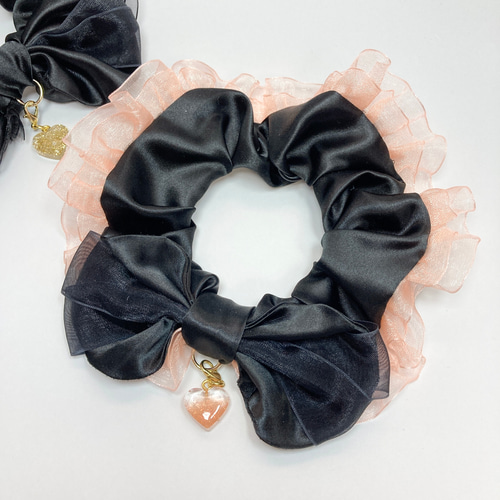 オプション取り外し可能リボン紹介ページ☆縫い付け迷子札 シュシュ猫