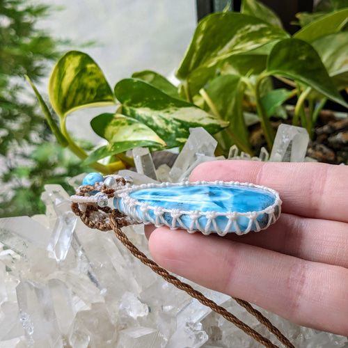 極上ラリマーマクラメネックレス☆