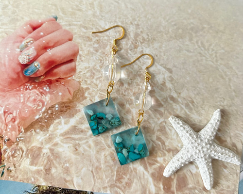 ターコイズ レジン ピアス ピアス（その他） LeaNaia 通販 17712087