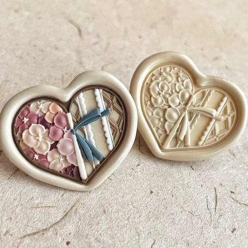 シーリングスタンプ ヘッド ハート リボン シーリングヘッド お花