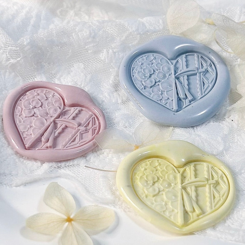 シーリングスタンプ ヘッド ハート リボン シーリングヘッド お花