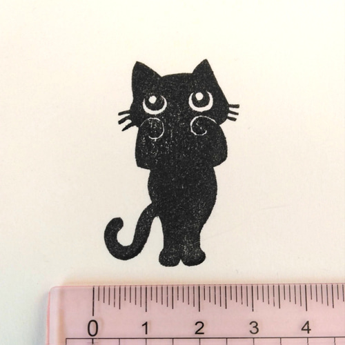 消しゴムはんこNo.308 キラキラ星とねこ（ありがとうはんこ 星