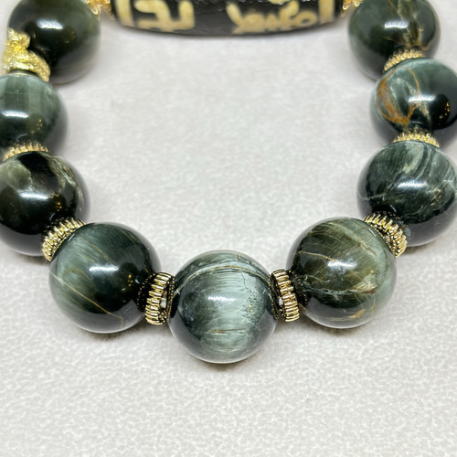 期間限定特価！【天然石】 アクチノライト ブレスレット トップクォリティ]アクチノライトインクォーツブレスレット（約10.5mm