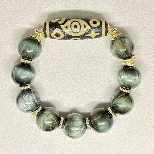 万能天珠 アクチノライト 大玉 ブレスレット ブレスレット socora 通販