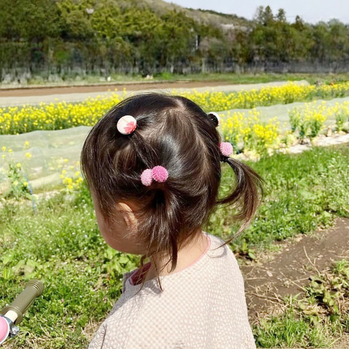 北欧風くるみボタン2個セットヘアゴムキッズリボンちょう