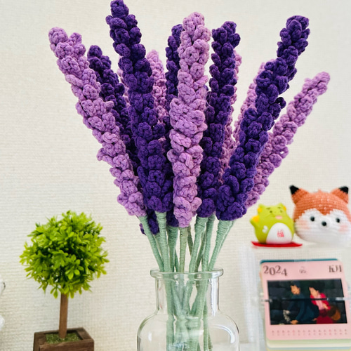 在庫セール‼️ラベンダー 編みぐるみ 枯れない花 編み物 花速