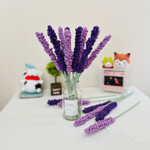在庫セール‼️ラベンダー 編みぐるみ 枯れない花 編み物 花速
