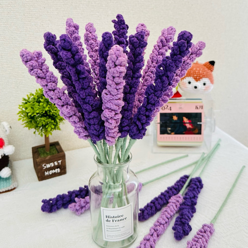 在庫セール‼️ラベンダー 編みぐるみ 枯れない花 編み物 花速
