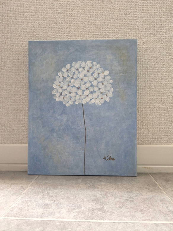 キャンバスアート　原画　「紫陽花」　アクリル画 5枚目の画像