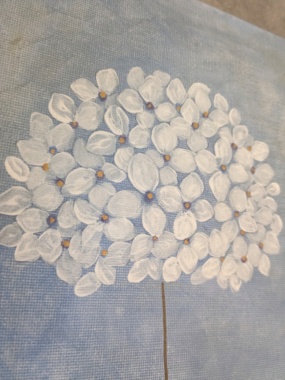 キャンバスアート　原画　「紫陽花」　アクリル画 3枚目の画像