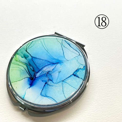 1点もの】アルコールインクアートのコンパクトミラー 手鏡 mio-tempo