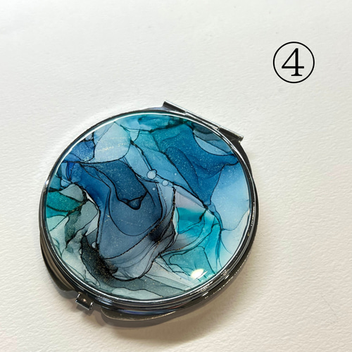 1点もの】アルコールインクアートのコンパクトミラー 手鏡 mio-tempo