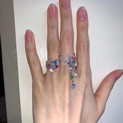 豪華 蝶々ビジュー リング すかしリング アンティーク