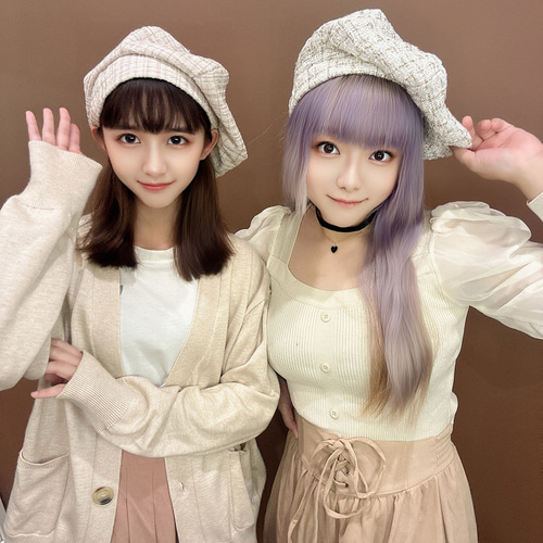 モファン】シャネル風マルチカラーハンドメイドベレー帽 H01 ベレー帽