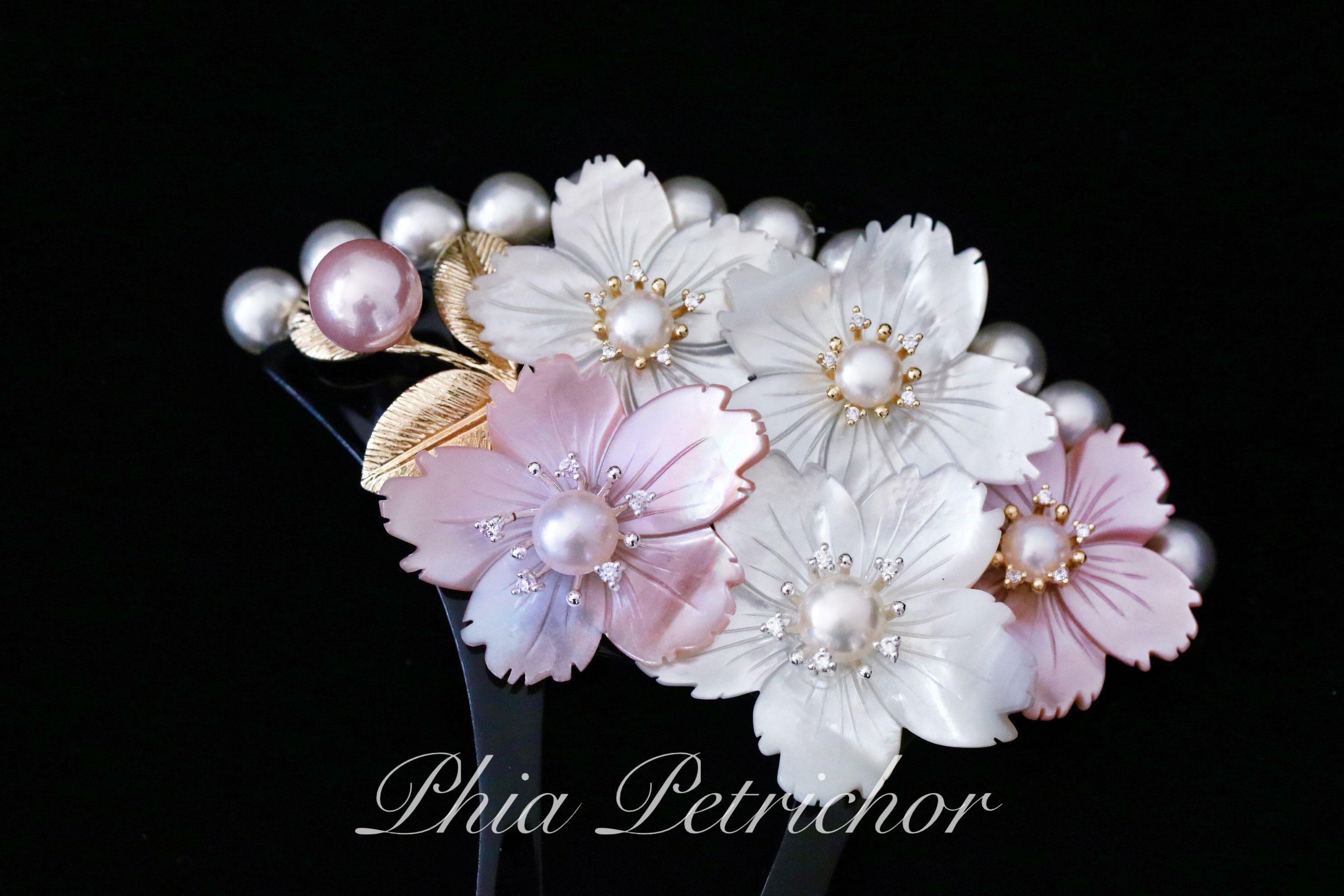 簪 和 K24GP 桜 かんざし バチ型 パール 簪 着物 髪飾り 留袖 着物 成人式 結婚式 卒業式