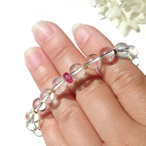 一点もの】ルビーとエンジェルラダークォーツのブレスレット