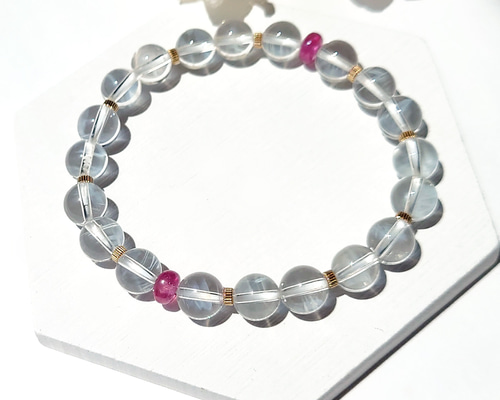 ラベンダーカラーオパールのブレスレット☆ギラギラ14kgf ラベンダー