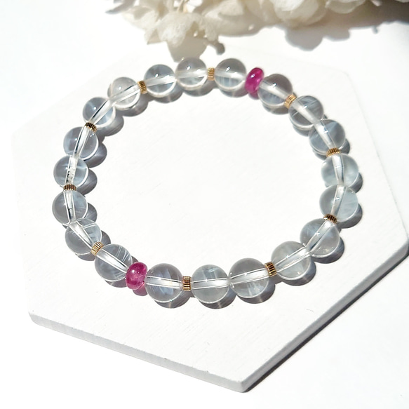 一点もの】ルビーとエンジェルラダークォーツのブレスレット