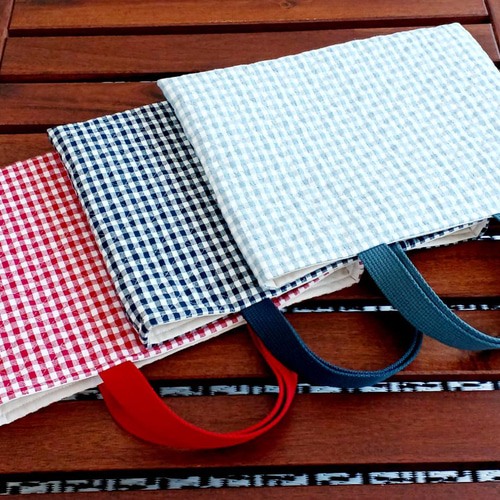 再販∶ギンガムチェック キルティングバッグ・レッスンバッグ トート