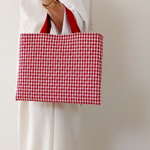 ハンドメイド キルティング レッスンバッグ 上履き入れ ギンガムチェック 入園入学グッズ2点セット》レッスンバッグ・上履き袋キルティング