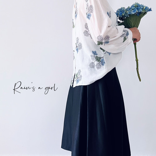 数量限定♡紫陽花刺繍】リネンコン＊アンティーク風花柄刺繍