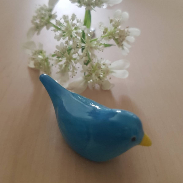 陶器製 デコレーション 置き物   青い鳥 5枚目の画像